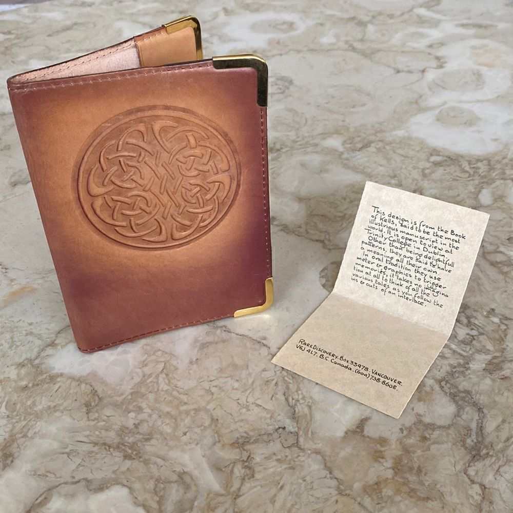 NEW Handcrafted Book of Kelly’s Celtic Knot Leather Book / Passport Cover